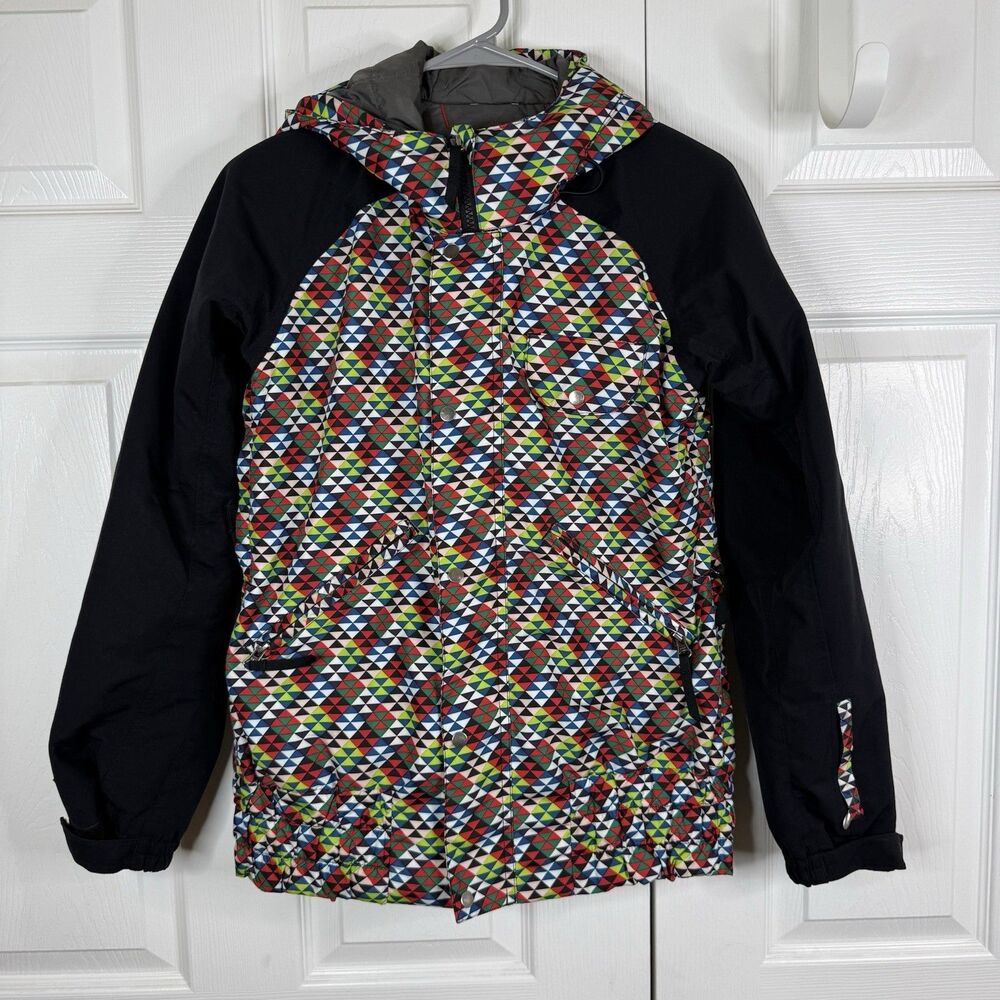Bonfire Colorful Geometric Women's Winter Snowboard Jacket Silver Size XS 1200